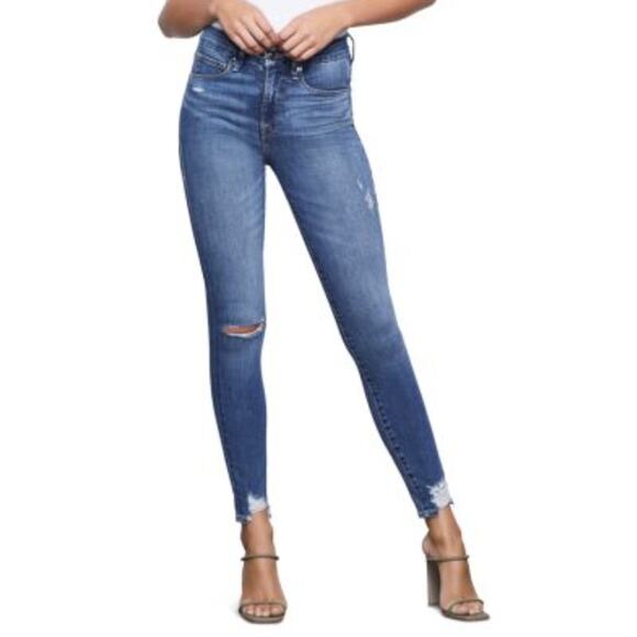 Good American Denim - Good American Good Waist Chewed Hem Skinny Jeans Blue 349